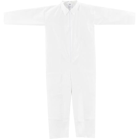 Global Industrial Disposable Microporous Coverall, Open Wrists/Ankles, White, Large, 25PK 708188L